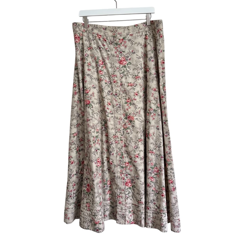 Vintage Cottagecore Lauren Ralph Lauren Floral Snap Front Skirt 16